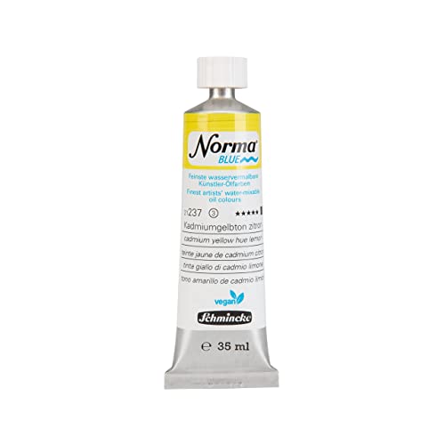 Schmincke - NORMA® Blue, 21237009, finest water-based artists' oil colors, highly pigmented, lightfast, vegan, cadmium yellow hue lemon, 35 ml - color: 237 cadmium yellow hue lemon