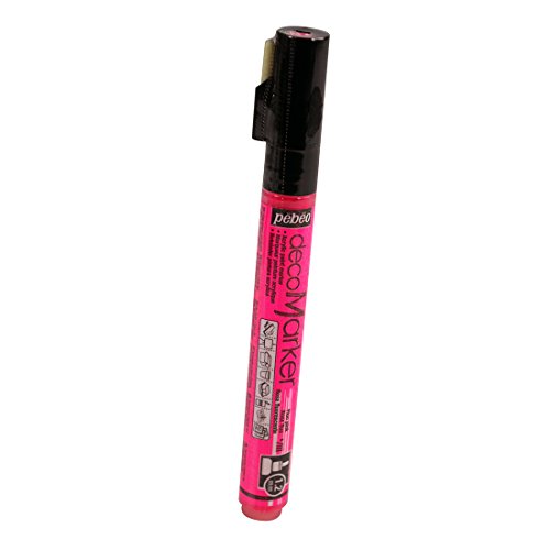 PEBEO Acrylic decoMarker 1.2mm Fine Round Tip Fluorescent Pink, 1.2 mm | High-visibility fluorescent matte marker, vivid daylight color, permanent once dry on paper, wood, metal, canvas - color: Fluorescent Pink