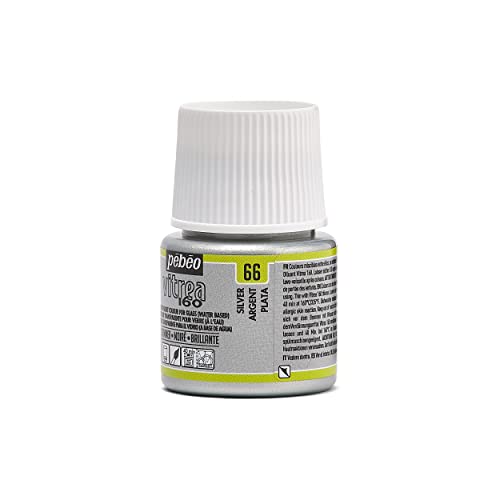 Pebeo Vitrea 160, Glass Paint, 45 ml Bottle - Shimmer Silver - color: Silver