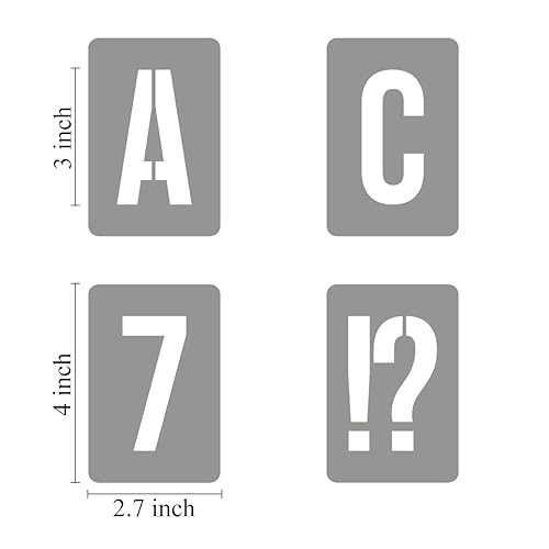 3 Inch Alphabet Letter Stencils for Painting - 42 Pack Letter and Number Stencil Templates with Signs for Painting on Wood, Reusable Numbers and Letters Stencils for Chalkboard Wood Signs & Wall Art - size: 3 Inch