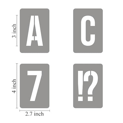 3 Inch Alphabet Letter Stencils for Painting - 42 Pack Letter and Number Stencil Templates with Signs for Painting on Wood, Reusable Numbers and Letters Stencils for Chalkboard Wood Signs & Wall Art - size: 3 Inch