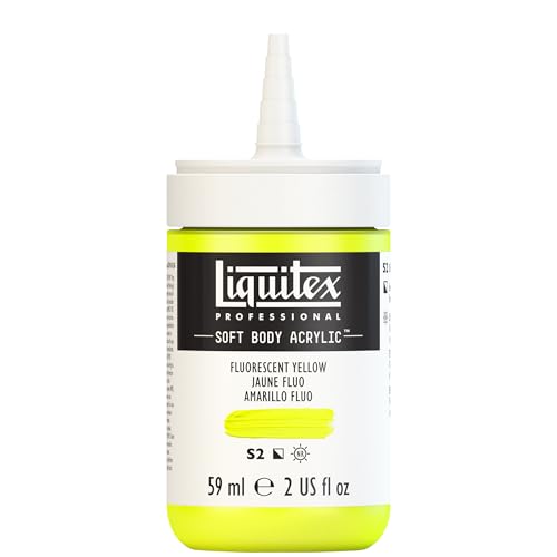 Liquitex Soft Body Acrylic Paint, 2-oz Bottle, Fluorescent Yellow | Low Viscosity, Highly Pigmented, Satin Finish, Retains Subtle Brush Strokes, Great Surface Coverage, Highly Versatile - color: Fluorescent Yellow, style: 2-oz Bottle