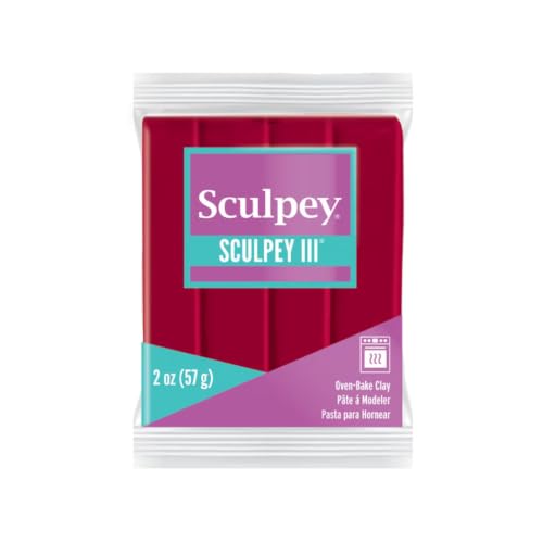 Sculpey Oven-Bake Clay, 2 oz. Bars, Sculpey III Red, 30 Bars | Polymer Clay, Perfect for Jewelry, Home Decor, and General Crafting - size: 2 oz. Red (30-Pack)