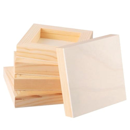 FSWCCK 5 Pack 4 x 4 inch Wood Panel Boards, Unfinished Wood Canvas Panels for Crafts, Painting Canvas, DIY Art Projects, Pouring, Arts Use with Oils, Acrylics - size: 4"X 4" 5 Pack