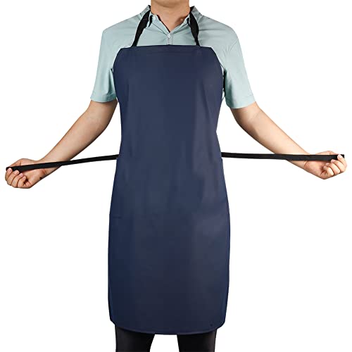 Waterproof Rubber Vinyl Apron W/ 2 Pockets - Lab Apron for DishWashing, Grooming 2Pack - color: Blue-2p