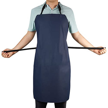 Waterproof Rubber Vinyl Apron W/ 2 Pockets - Lab Apron for DishWashing, Grooming 2Pack - color: Blue-2p