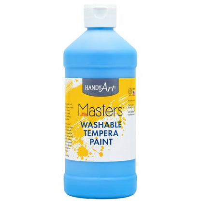 Handy Art Little Masters Washable Tempera Paint, Light Blue, 16 oz Bottle - color: Light Blue, size: 16 Fl Oz (Pack of 1)
