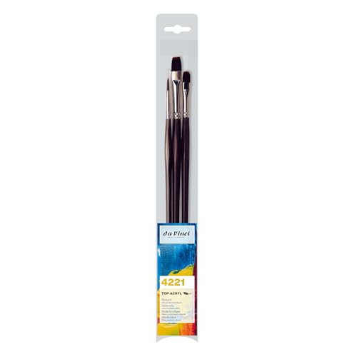 da Vinci Oil & Acrylic Series 4221 Top Acryl Long-Handled Paint Brush Set, Multiple Sizes, 3 Brushes (Series 7185, 7485, 7785) - style: Top Acryl Ergo Starter Set