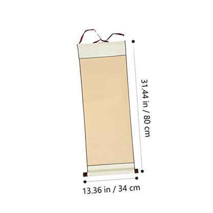 EXCEART Blank Hanging Scroll Paper 3 Pcs Chinese Calligraphy Art Scrolls with Wooden Rods Thick Painting Paper Roll for Writing Drawing Home Display 31.88 X 11.81 in - color: Light Yellow