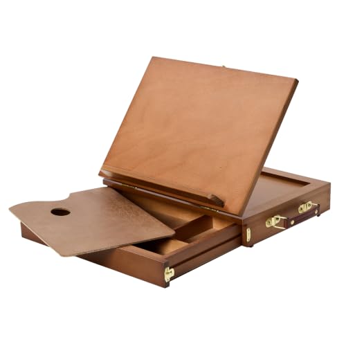 MEEDEN Wooden Tabletop Easel with Drawer: Solid Beech Wood Pochade Box with Storage & Sketching Board - Portable Painting Easel for Artist, Art Students, Beginners & Kids, Canvas up to 11" × 14" - color: Walnut