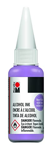 Marabu Alcohol Ink - Neon Violet - Illuminate the Night with Electrifying Passion, Bursting with Vivid Brilliance and Enigmatic Char - 20ml Bottle