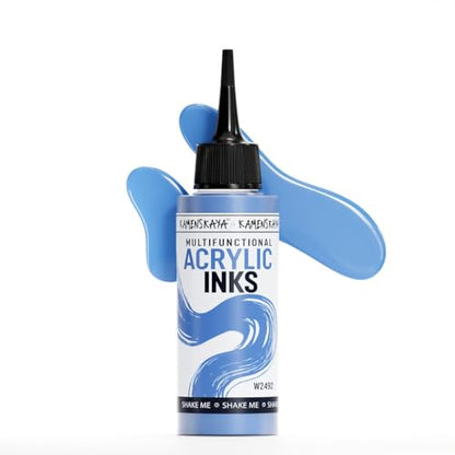 Kamenskaya Acrylic Inks for Artists - 'Smoky Blue' Acrylic Ink, 3.38 Fl Oz (100 ml) | Highly Concentrated, Multifunctional Liquid Acrylic Paint - color: Smoky Blue