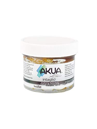 Akua Intaglio Water-Based Ink, 2-Ounce Jar, Metallic Silver - color: Metallic Silver, size: 2 fl oz