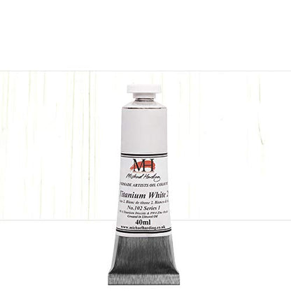 Michael Harding Artist Oil Colours, Titanium White No.2 (Linseed Oil), 40ml Tube, 10240