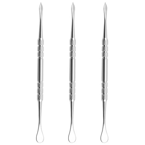 3 PCS Wax Carving Tools Wax Spoons, Stainless Steel Sculpting Tools | Double-Ended Carving Tools for Wax - color: Silver - 3 PCS