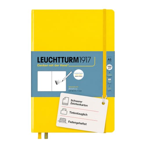 Leuchtturm1917 - Medium A5 Hardcover Sketchbook (Lemon) - 112 Pages of 150g/m² Paper - color: Lemon, size: Medium (A5)