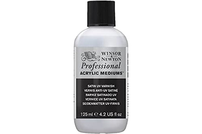 Winsor & Newton Professional Acrylic Medium, Satin UV Varnish, 125ml | Provides a removable satin protective coating that helps protect acrylic paintings from UV exposure and surface contaminants. - color: Satin Uv Varnish, style: 125ml (4.2-oz)