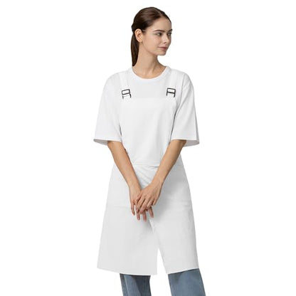 Unisex Waterproof Apron Restaurant Cooking Cafè Flower Shop Baking Kitchen Length Adjustable - color: White