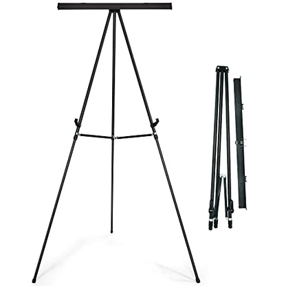 Falling in Art 63 1/2'' Lightweight Aluminum Flip Chart Display Easel Stand | Presentation Easel with Adjustable Floor for Boardroom, Whiteboard, Paper Pads, Signage, Black - style: Black 1-Pack