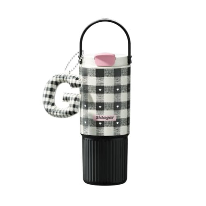 26 oz Insulated Stainless Steel Tumbler with Straw & Handle Black - color: Black