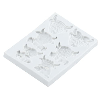Scotch Cattle Polymer Clay Mold Highland Cow Silicone Molds | Animal Clay Mold DIY Crafts Air Dry Plaster Polymer Epoxy Resin Casting Jewelry Making