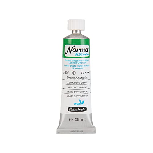 Schmincke - NORMA® Blue, 21508009, finest water-based artists' oil colors, highly pigmented, lightfast, vegan, permanent green, 35 ml - color: 508 permanent green