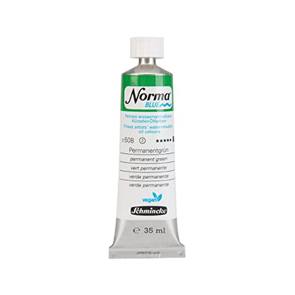 Schmincke - NORMA® Blue, 21508009, finest water-based artists' oil colors, highly pigmented, lightfast, vegan, permanent green, 35 ml - color: 508 permanent green