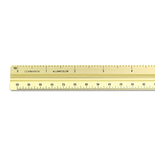 Alumicolor 3650-2 Aluminum Combination Solid Drafting Scale, 12IN, Gold - color: Gold, size: 12 Inch, style: Combination