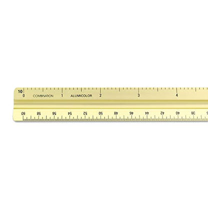 Alumicolor 3650-2 Aluminum Combination Solid Drafting Scale, 12IN, Gold - color: Gold, size: 12 Inch, style: Combination