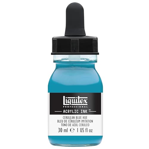 Liquitex Professional Acrylic Ink, 1-oz Jar, Cerulean Blue Hue - color: Cerulean Blue Hue, style: 1-oz Jar