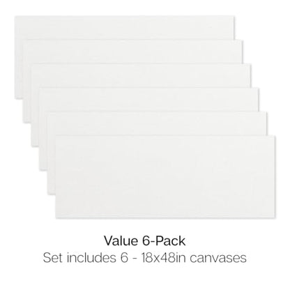 KINGART 851-6 Stretched White Canvas for Painting, 18 x 48 Inch, Pack of 6 | 100% Cotton Canvas, Triple Primed Acid-Free Gesso, Ready to Paint, Back-Stapled, Pine Bars - size: 18 x 48 Inch