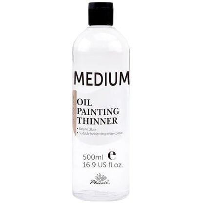 PHOENIX Oil Paint Thinner - 16.9 Fl Oz. / 500ml Bottle Oil Brush Cleaner | Odorless Painting Diluent, Mineral Spirits Refined Solvent, Painting Medium for Artists - style: Paint Thinner 16.9 Fl Oz.