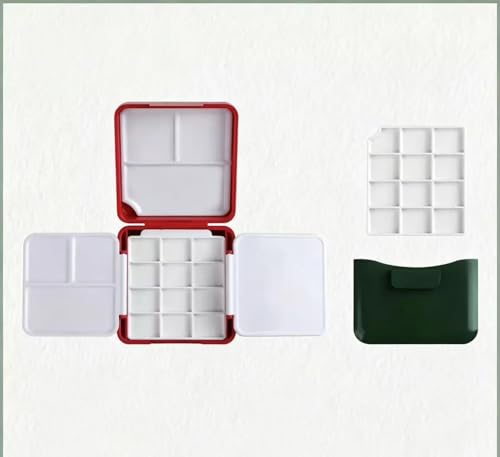 24 Wells Empty Travel Watercolor Paint Palette Case Mixing Tray, Pocket Size - color: Green
