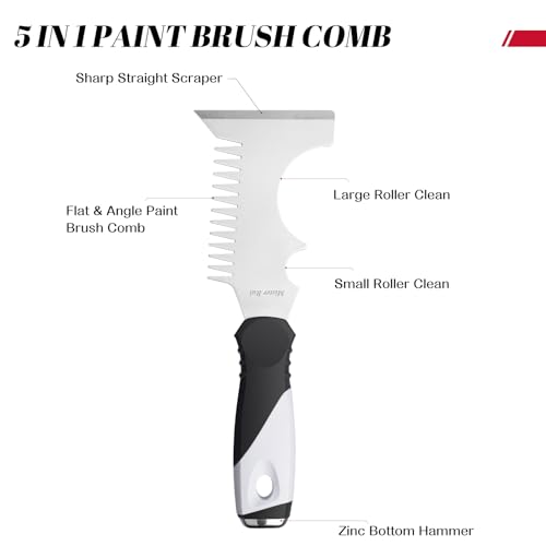 Mister Rui Angled Paint Brush 4 Pieces Set, with Paint Brush Comb Cleaner | Synthetic Paint Brush Roller Cleaner Tool 2" Short & Long Handle Paint Sash Brush for Commercial Grade Trim, Cabinet - size: 4PCS, 2" Short, 2", 2.5", Paint Comb