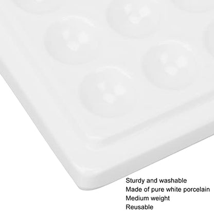 Generic Porcelain Paint Palette 12 Wells White Ceramic Paint Tray with Lid Smooth Watercolor Oil Painting Palette for Artists Professionals Enthusiasts