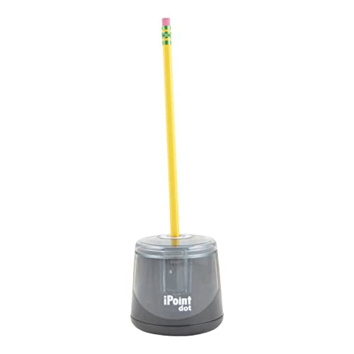 Westcott iPoint Dot Battery Pencil Sharpener | Compact & Battery Powered with Stainless Steel Blades, EZ View Shavings Reservoir, Home, Office, School or Classroom