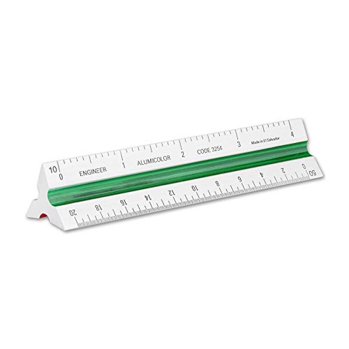 Alumicolor Aluminum Engineer Color-Coded Solid Drafting Scale, 4IN, Silver - size: 4IN, style: Engineer