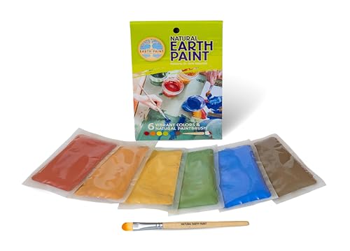 Petite Natural Earth Paint Kit – Eco-Friendly, Washable Craft Paint for Kids & DIY Projects, Non-Toxic, Gluten-Free, Made in the USA, Compostable Packaging, Organic & Mineral-Based Pigments, 6 Bright Colors, Easy Clean-Up