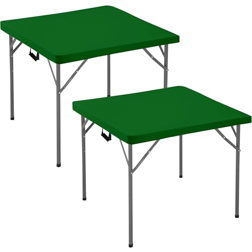 Card Table Covers Square Fitted Elastic Table Cloth-2 Pack Green 36x36 Inch | Spandex Stretch Windproof Washable Folding Card Tablecloths-Christmas Outdoor Camping Dining Patio Kitchen Banquet Party - color: Green, size: 36'' x 36'' | 2 Pack