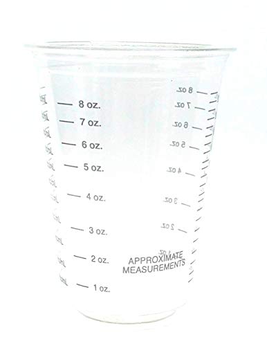 NSI 50 8oz Disposable Graduated Clear Plastic (PET) Cups for Mixing Paint, Stain, Epoxy, Resin