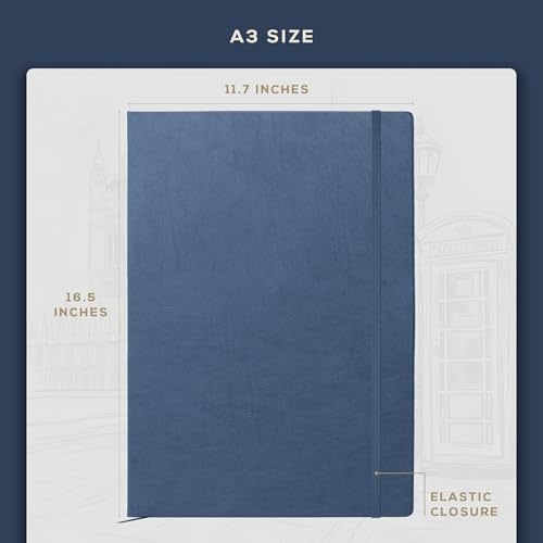 Beechmore Books A3 11.7x16.5 Mixed Media Sketchbook 160 GSM/98lb, Gift Box - color: Symphony Blue, size: A3 - 11.7" x 16.5" Extra Large