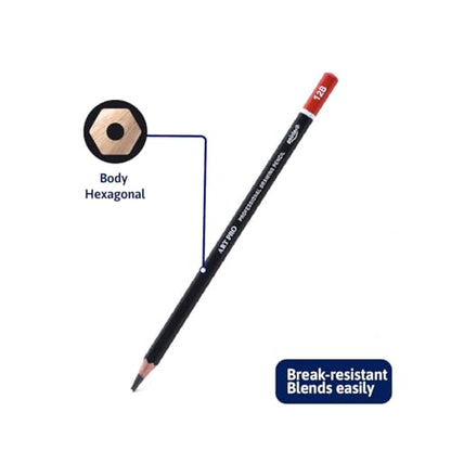 Pointer Art Pro Drawing Pencils Set, 12 Graphite Pencils 6H-12B, Professional Artist Sketching Kit