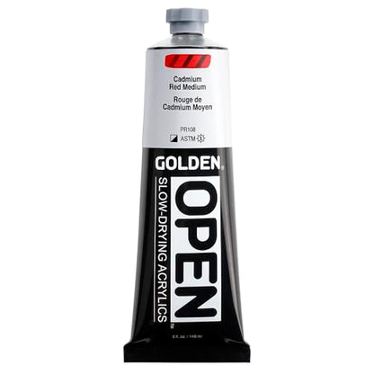 GOLDEN OPEN Slow-Drying Acrylics, Cadmium Red Medium, 5 fl. oz. Tube - color: Cadmium Red Medium, size: 5 Fl Oz (Pack of 1)