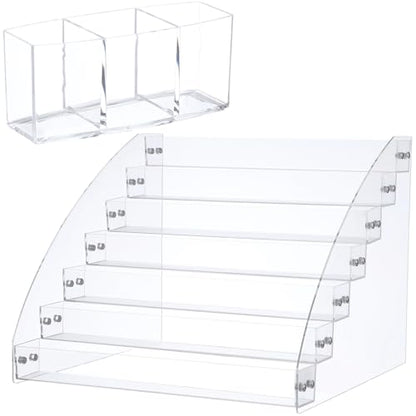 7-Tier Acrylic Paint Organizer, 3-Slot Pen Holder Art Supply Storage Rack