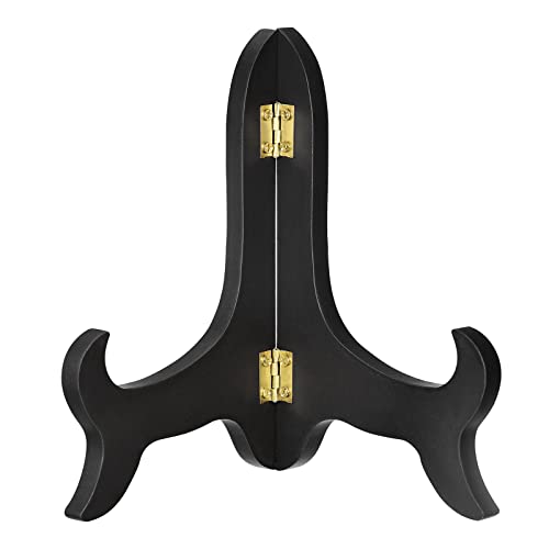 uxcell 7" Easel Plate Holder, Wooden Folding Display Stand Black for Decorative Picture Frame - color: Black, size: 7"