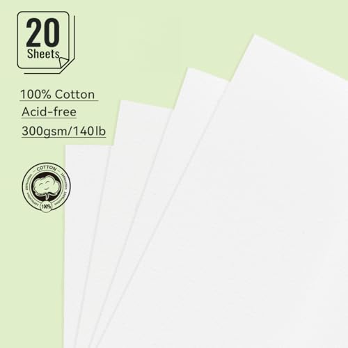 Lightwish Watercolor Pad - A5 20 Sheets 100% Cotton 300GSM Hot Press Paper | Detachable with Backing Board | All-in-One Travel Watercolor Journal with Brush Holders & Storage Pockets - color: Green
