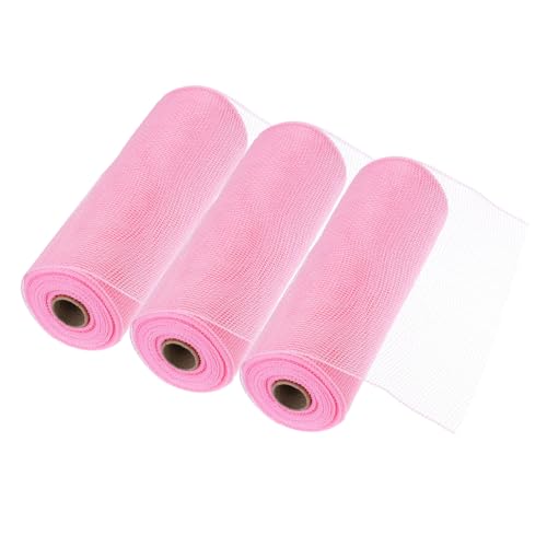MECCANIXITY 3pcs 10 Inch Poly Burlap Mesh for Wreath, Decorative Mesh Fabric Ribbon 10 Yard for Fall Easter Christmas Flower Bow, Light Pink - color: Light Pink