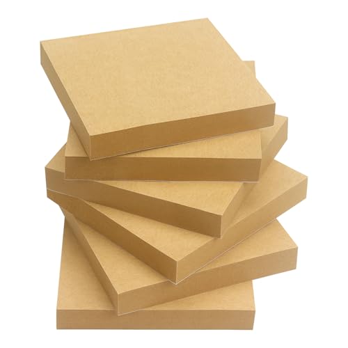 Sticky Notes 3x3 with Bright Colors, 6 Pads 100 Sheets/Pad (Kraft Paper) | Brown Self-Stick Notes Pads, 600 Sheets Total, Easy to Stick and Remove, Perfect for Office, School and Home - color: Kraft Paper