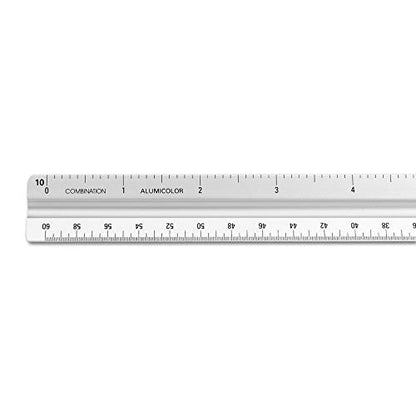 Alumicolor 3650-1 Aluminum Combination Solid Drafting Scale, 12IN, Silver - color: Silver, size: 12 Inch, style: Combination