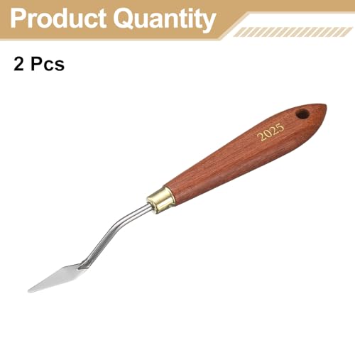 HARFINGTON 2pcs Palette Knife Painting Tool 1.18" x 0.39" Stainless Steel Teardrop Blade 7.09" Length Spatula Painting Pallet Knives with Hole Beech Wood Handle for Acrylic Canvas, Red/Silver - size: 7.09" x 0.39" x 1.18"